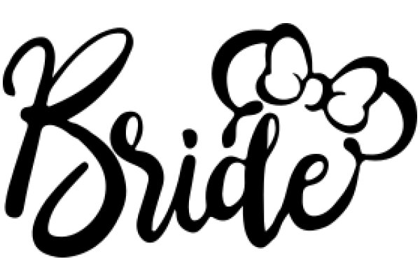 Elegant Black Calligraphy of the Word 'Bride' with a Flower Design