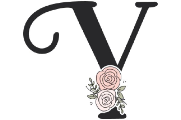 Stylized Letter 'V' with Flower Decoration