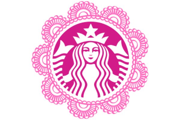 Stylized Starbucks Logo with Pink and White Decorations