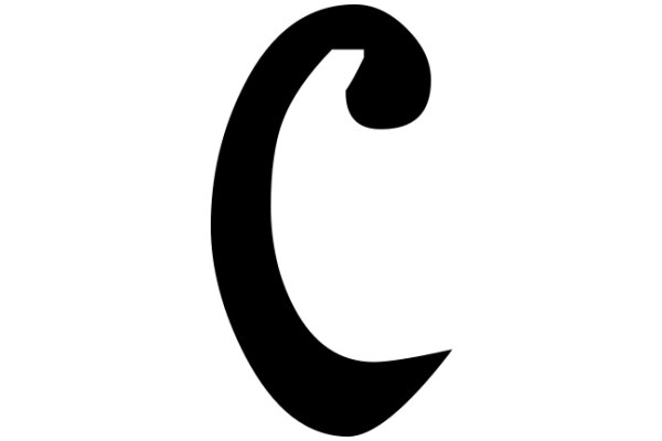 Stylized Black Cursive Letter 'C' on a White Background