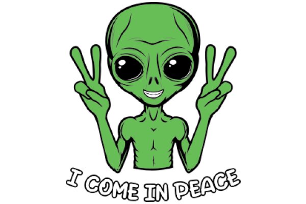 Alien Cartoon Character with Peace Signs