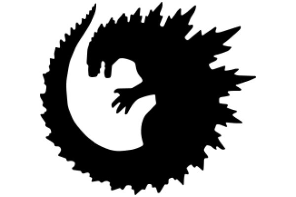 Stylized Black Silhouette of a Dinosaur