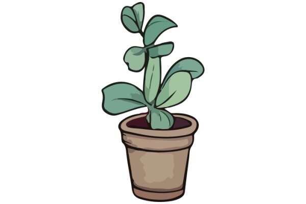 A Digital Illustration of a Potted Plant with Green Leaves