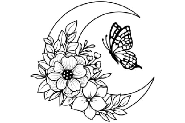 Moonlit Garden: AButterfly and Flower