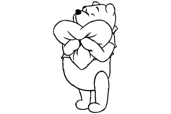 A Playful Moment: A Cartoon Bear Hugging Itself