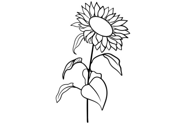 A Simple Line Drawing of a Sunflower