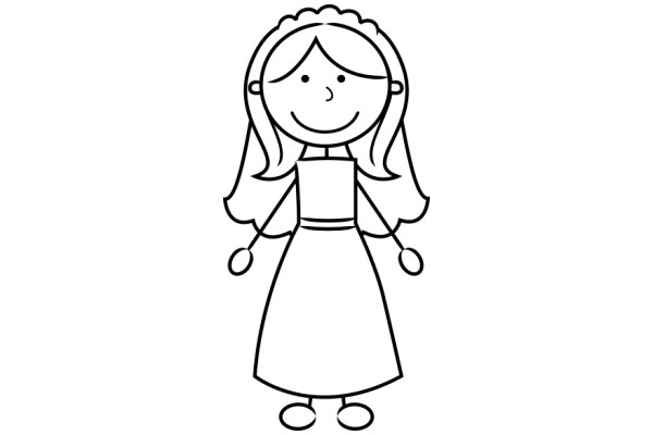 A Simple Line Drawing of a Girl