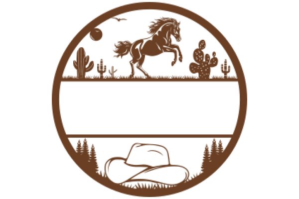 Western-themed illustration with a cowboy hat, a horse, and desert elements.