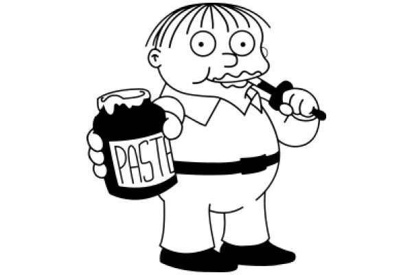 A Cartoon Character with a Jar of Paste