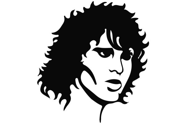 Stylized Portrait of a Man with Curly Hair and a Serious Expression