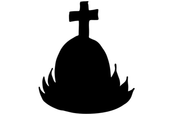 Silhouette of a Cross with Flames at the Bottom