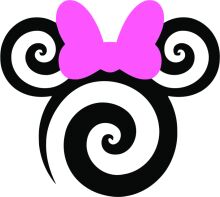 Stylized Pink Butterfly with Black Swirls on a White Background