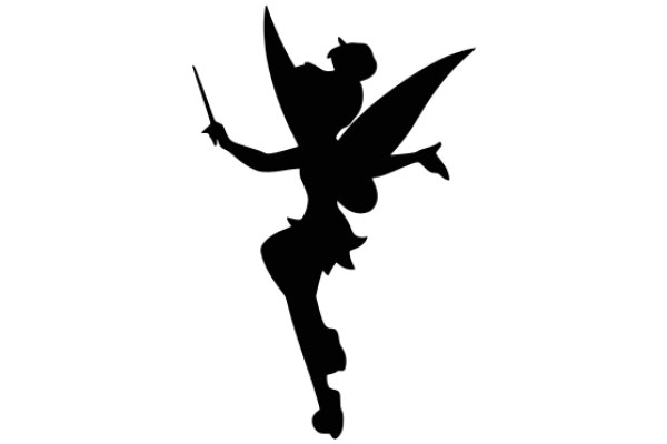 Silhouette of a Tinkerbell-like Character with a Wand