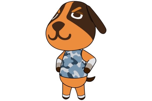 Adorable Cartoon Dog with a Camouflage Vest