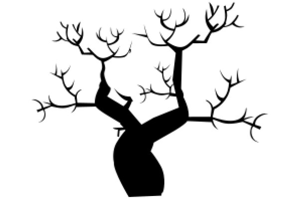 Silhouette of a Tree with a Trunk and Branches