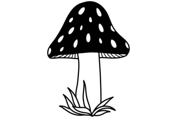 A Simple Line Drawing of a Mushroom with Spots