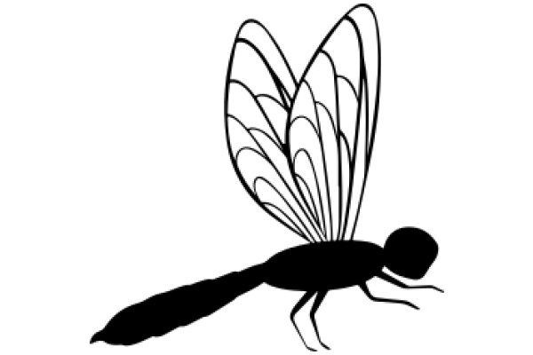 Stylized Black Dragonfly Silhouette