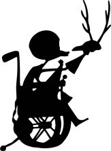 Silhouette of a Person in a Wheelchair with a Deer Head