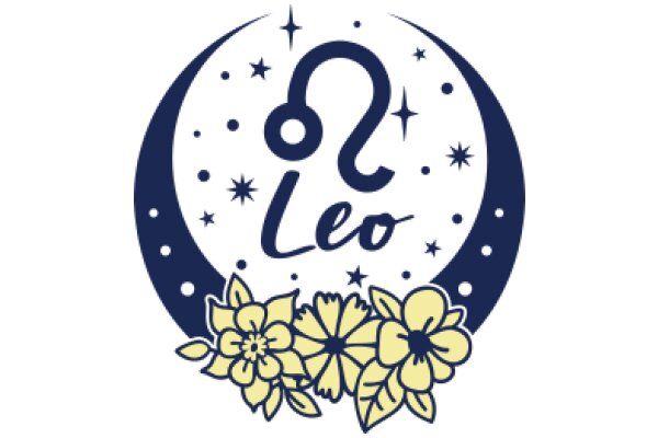 Astrological Logo: Leo's Sign with Flower Accent and Moon Background