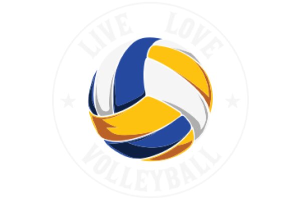 Vibrant Volleyball Logo with the Words 'Live Love Volleyball' in the Background