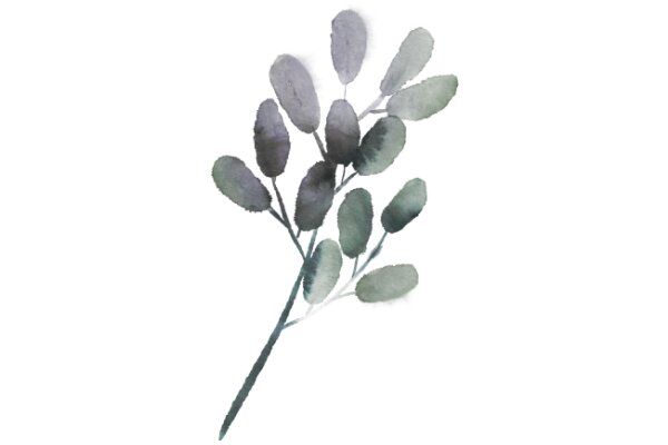 Elegant Watercolor Art: A Stylized Branch with Leaves