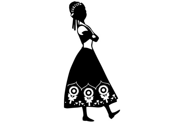 Silhouette of a Woman in a Floral Dress