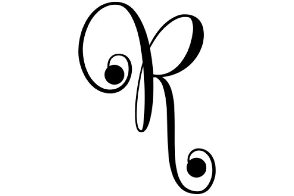 Elegant Black Calligraphy Letter 'R' on a White Background