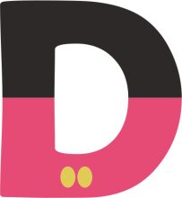 Stylized Letter D with Pink and Black Background