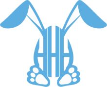 Stylized Blue Rabbit Logo with a Paw Print