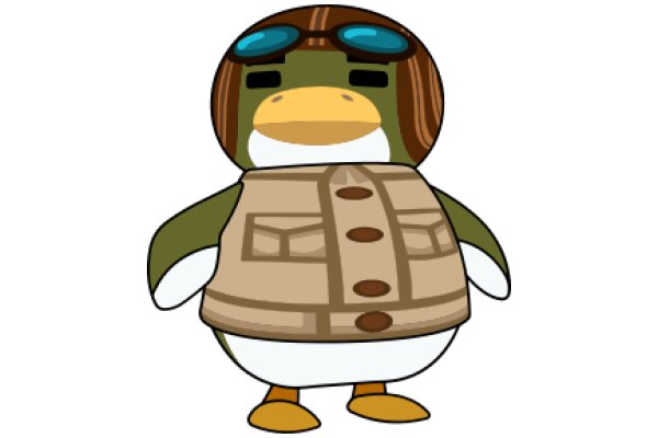 An Adorable Cartoon Penguin with a Vest and Goggles