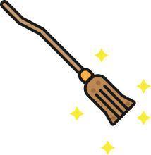 A Whimsical Scene of a Broom and Stars