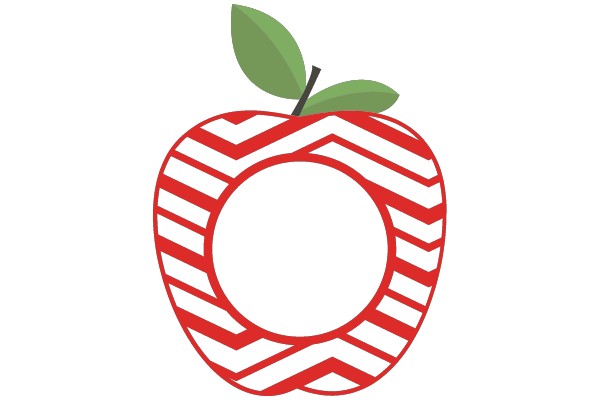 Vibrant Apple with Striped Design and Green Leaf