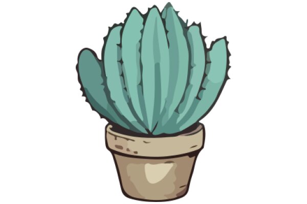 A Whimsical Illustration of a Cactus in a Pot