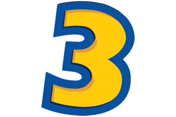 Vibrant Blue and Yellow Number Three Logo