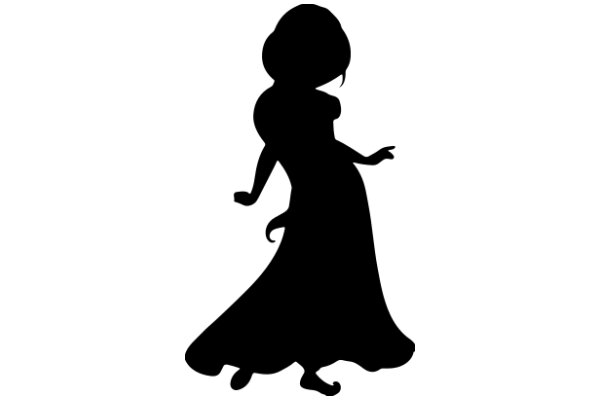 Silhouette of a Woman in a Dress, Captured in Motion