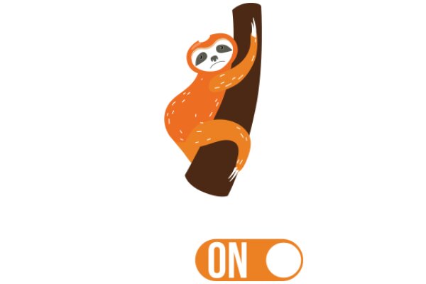 An Illustration of a Sloth Climbing a Brown Log with an 'ON' Button