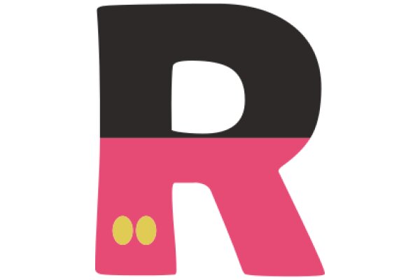 Stylized Letter R with Pink and Black Accents