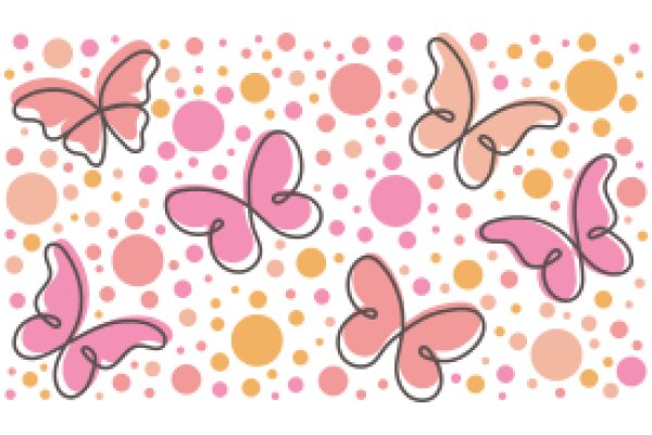 Whimsical Butterfly Pattern on a Pink and Orange Background