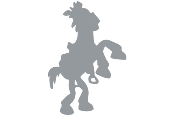 Gray Silhouette of a Horse on a White Background