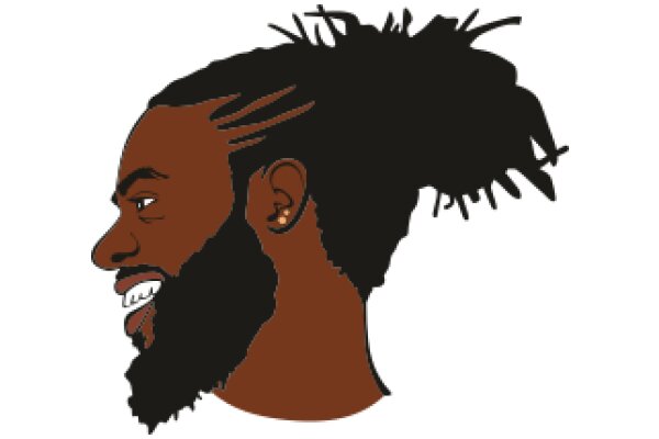 Stylized Portrait of a Man with a Beard and Dreadlocks