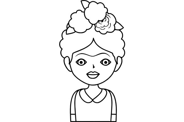 A Stylized Portrait of a Character with a Flower Hair Accessory