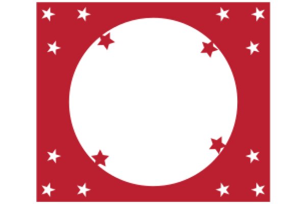 Stylized Red and White Flag with White Stars and a White Circle