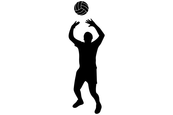 Silhouette of a Volleyball Player Catching a Ball