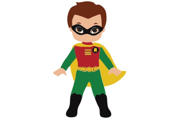 Vibrant Cartoon Character: A Stylish Superhero in a Green and Yellow Suit