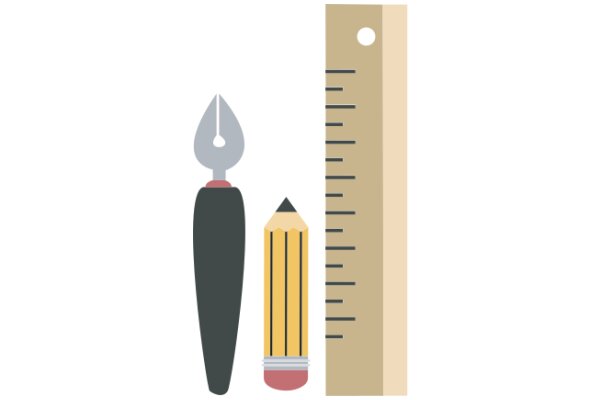 A Collection of Stationery Items: A Pencil, A Scissors, and a Ruler