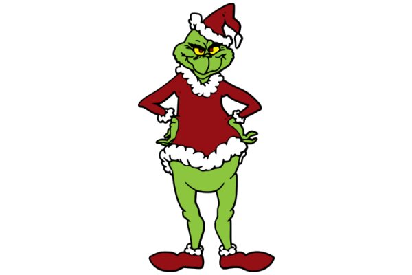 The Grinch's Festive Holiday Outfit: A Christmas-Themed Cartoon Character