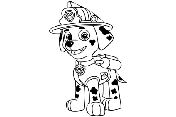 A Playful Dalmatian in a Firefighter's Uniform