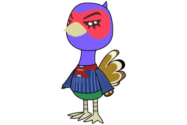 Vividly Colored Cartoon Bird in a Striped Suit