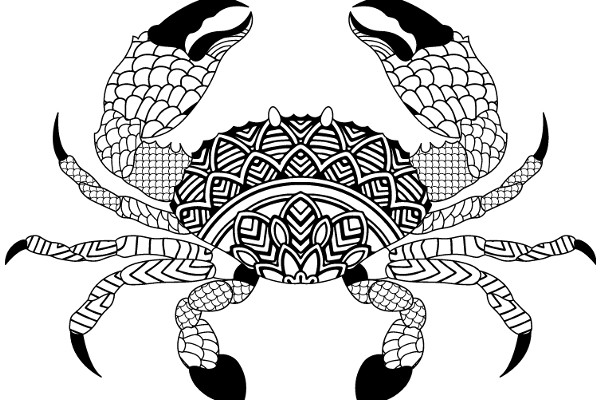 Stylized Illustration of a Scorpion with Intricate Designs