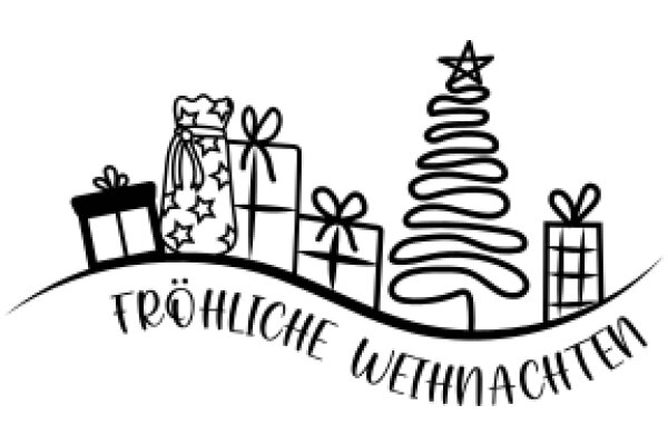 Frohliche Weihnachten: A Festive Illustration of Christmas Gifts and a Tree